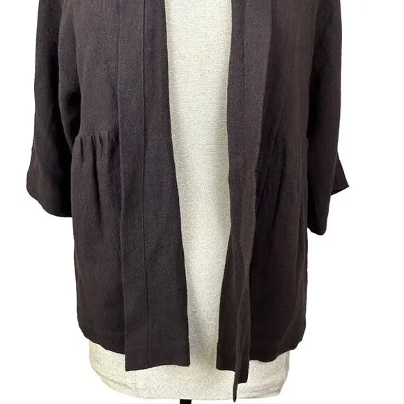 Eileen Fisher Open Cardigan Sweater Brown Linen Blend Womens Small‎ Petite PS - Picture 5 of 16